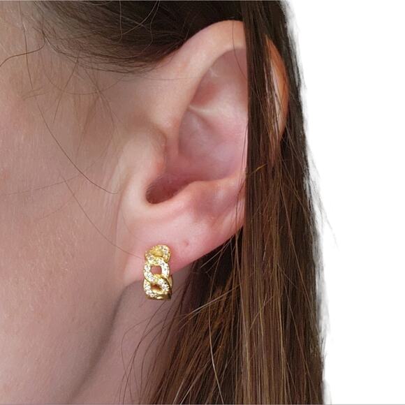 Sterling Silver Gold Plated Rhinestone Earrings - Picture 2 of 5